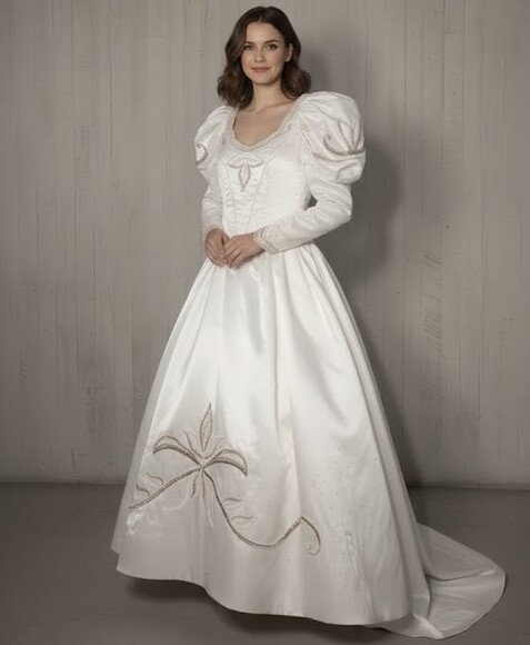 Elegant White Satin Gown - Picture 1 of 11